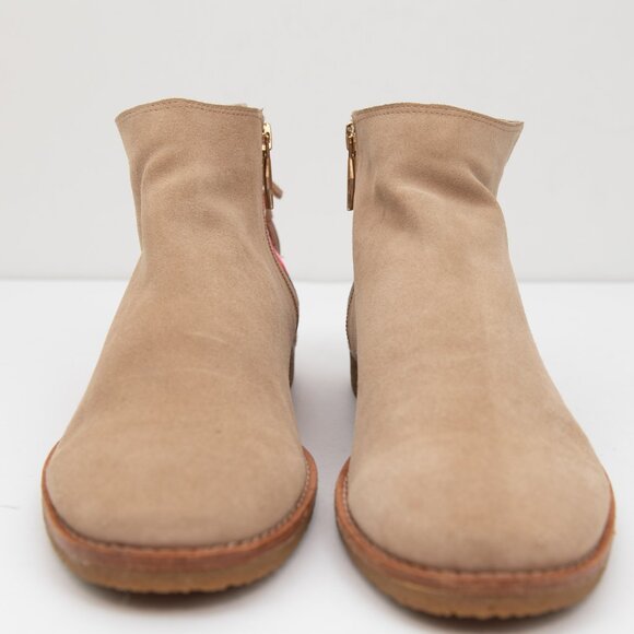 Kate Spade Bellville Ankle Boot Suede Floral Embroidered Bootie Tassel Tan 9 - Picture 6 of 12